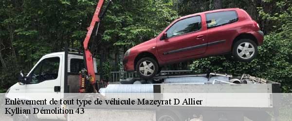 Enlèvement de tout type de véhicule mazeyrat-d-allier-43300 Kyllian Démolition 43